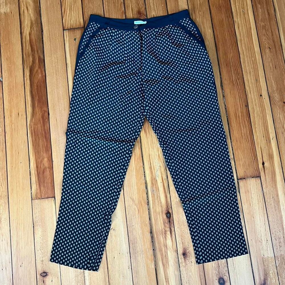 Whistles 100% silk relaxed dark green pattern paisley pants Size 8